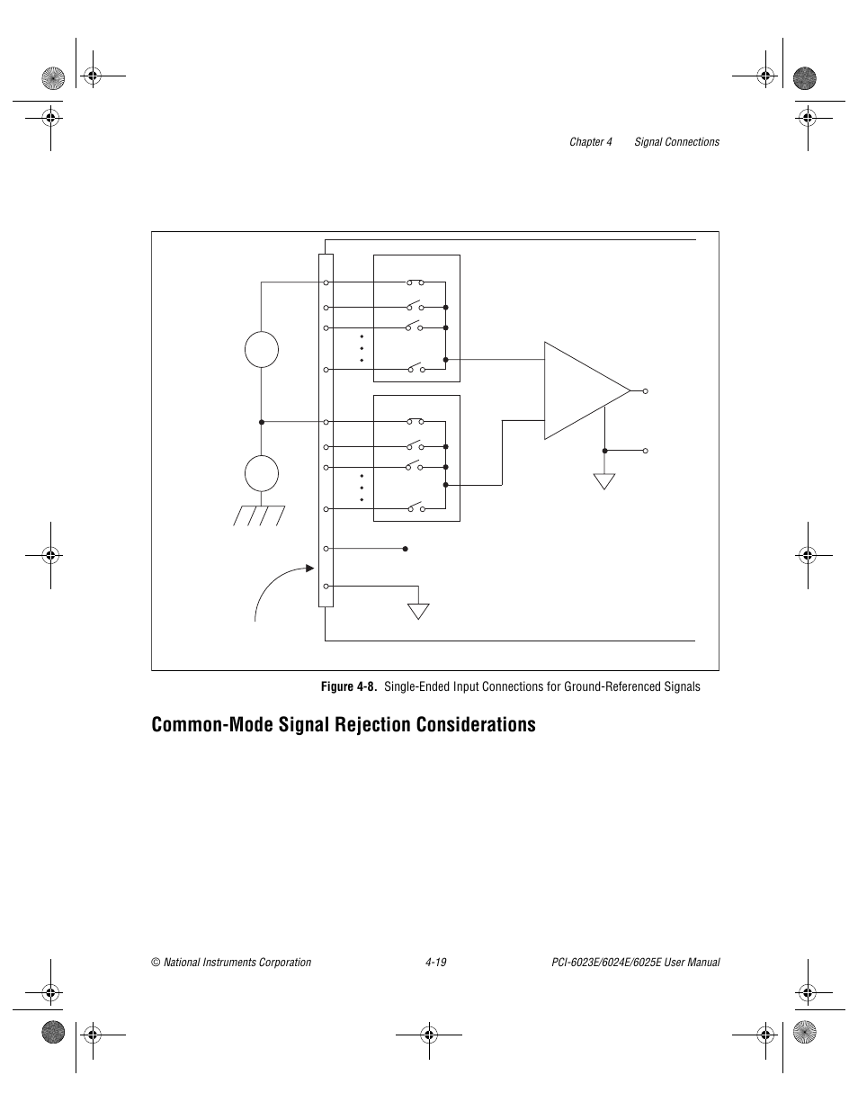 Commonmode signal rejection considerations, Common-mode signal rejection considerations -19, Figure 4-8 | Common-mode signal rejection considerations | National Instruments PCI-6023E User Manual | Page 48 / 132