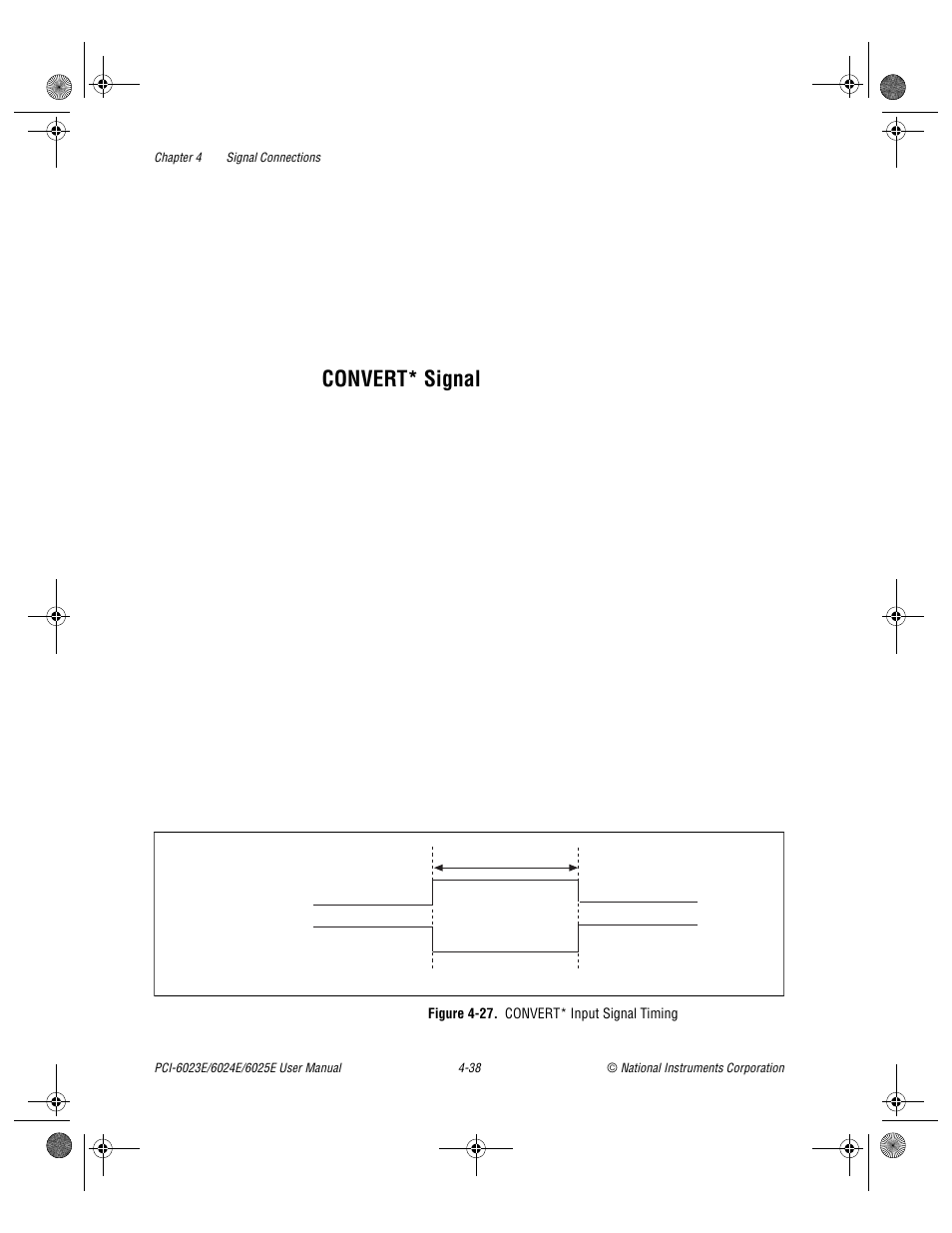 Convert* signal, Figure 4-27. convert* input signal timing, Convert* signal -38 | Figure 4-27, Convert* input signal timing -38 | National Instruments PCI-6023E User Manual | Page 67 / 132