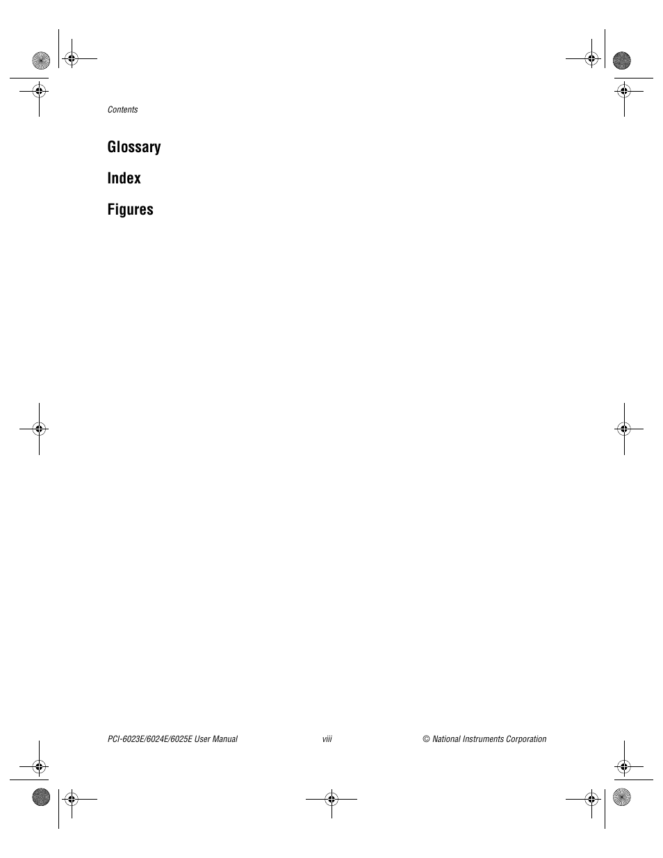 Figures, Glossary index figures | National Instruments PCI-6023E User Manual | Page 7 / 132