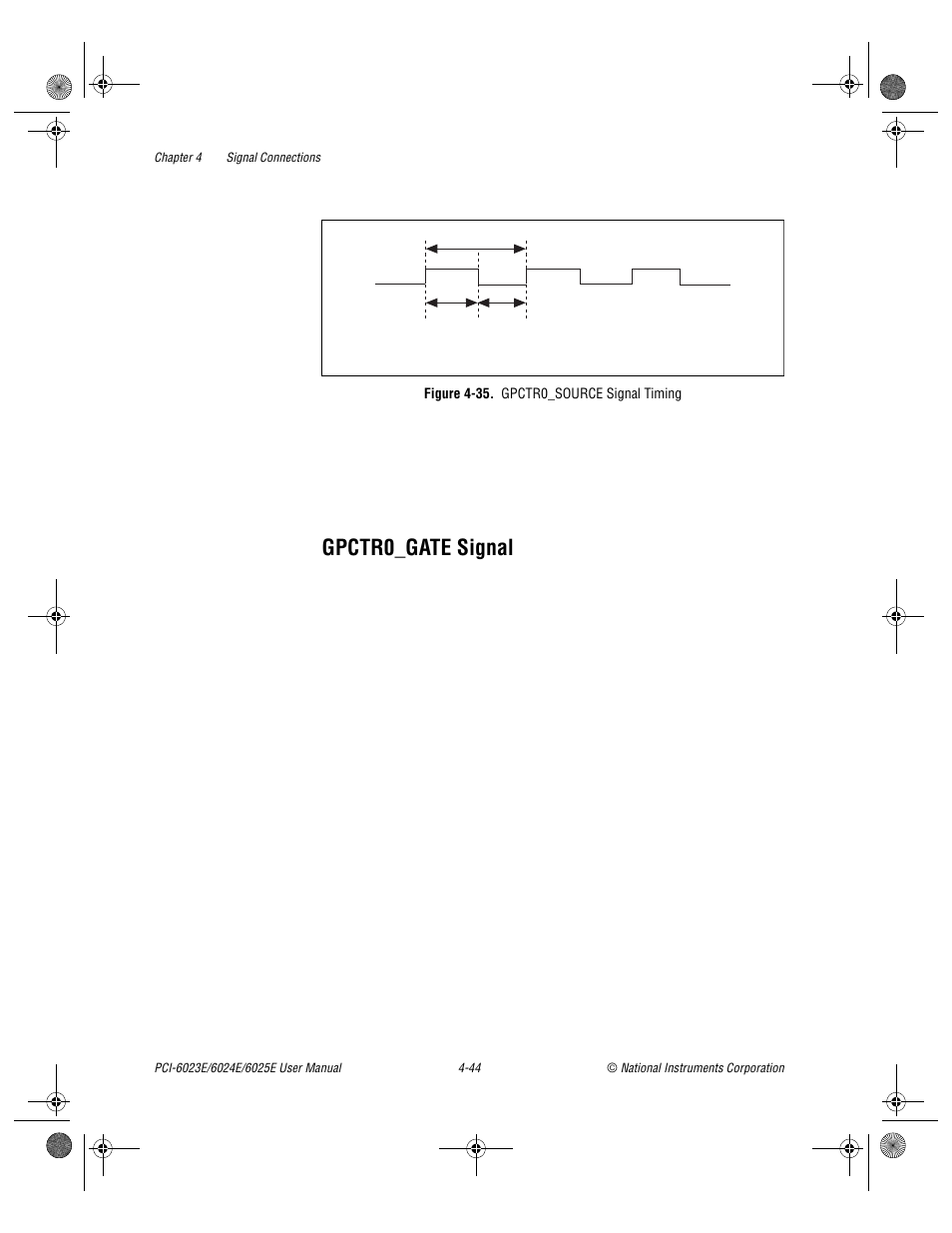 Gpctr0_gate signal, Figure 4-35. gpctr0_source signal timing, Gpctr0_gate signal -44 | Figure 4-35, Gpctr0_source signal timing -44 | National Instruments PCI-6023E User Manual | Page 73 / 132