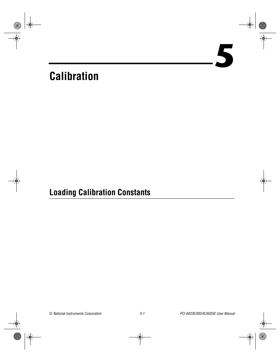 Chapter 5 calibration, Loading calibration constants, Loading calibration constants -1 | Er 5, Calibration | National Instruments PCI-6023E User Manual | Page 80 / 132