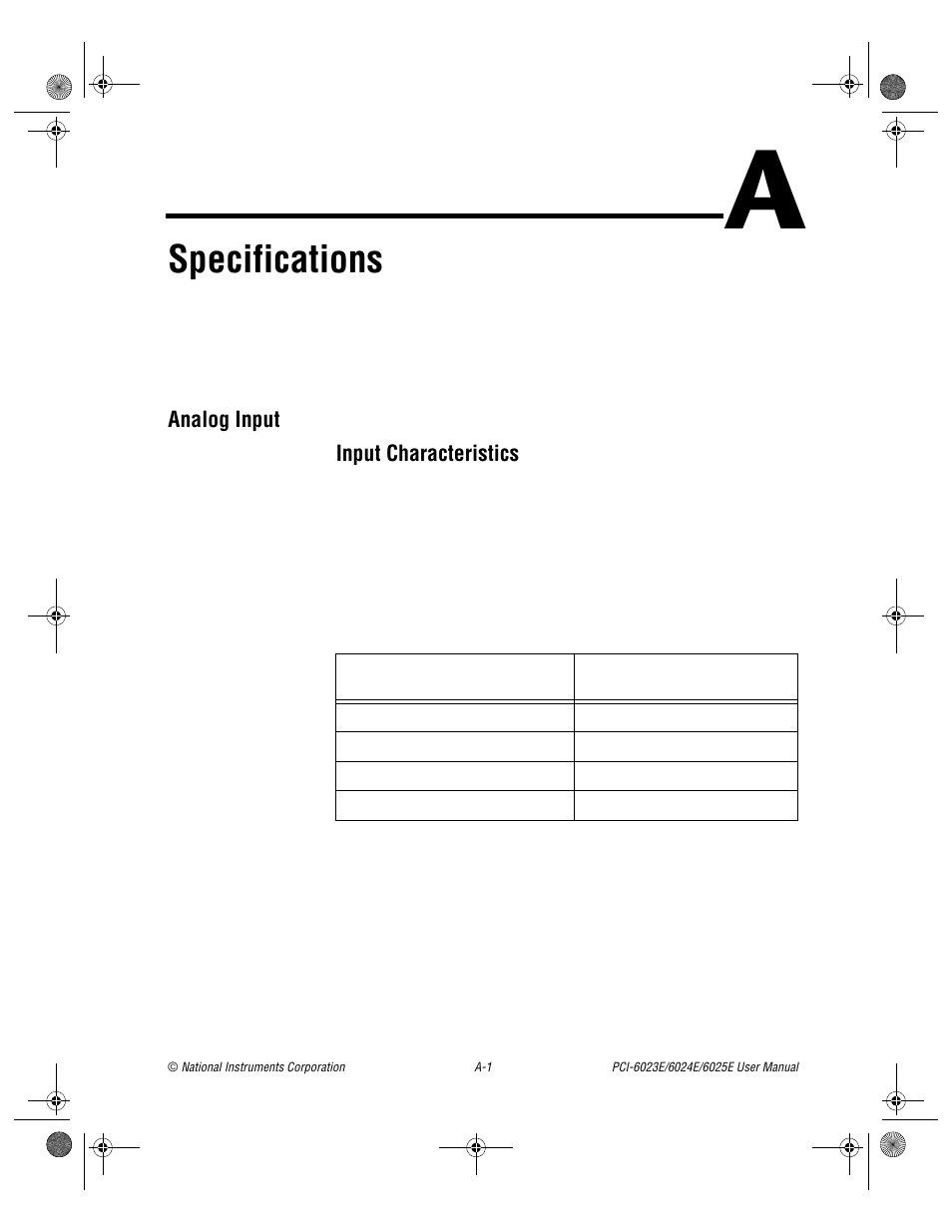 Appendix a specifications, Endix a, Specifications | E appendix a | National Instruments PCI-6023E User Manual | Page 83 / 132