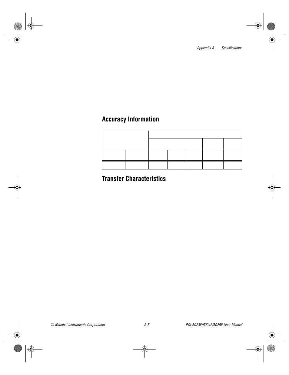 Accuracy information transfer characteristics | National Instruments PCI-6023E User Manual | Page 87 / 132