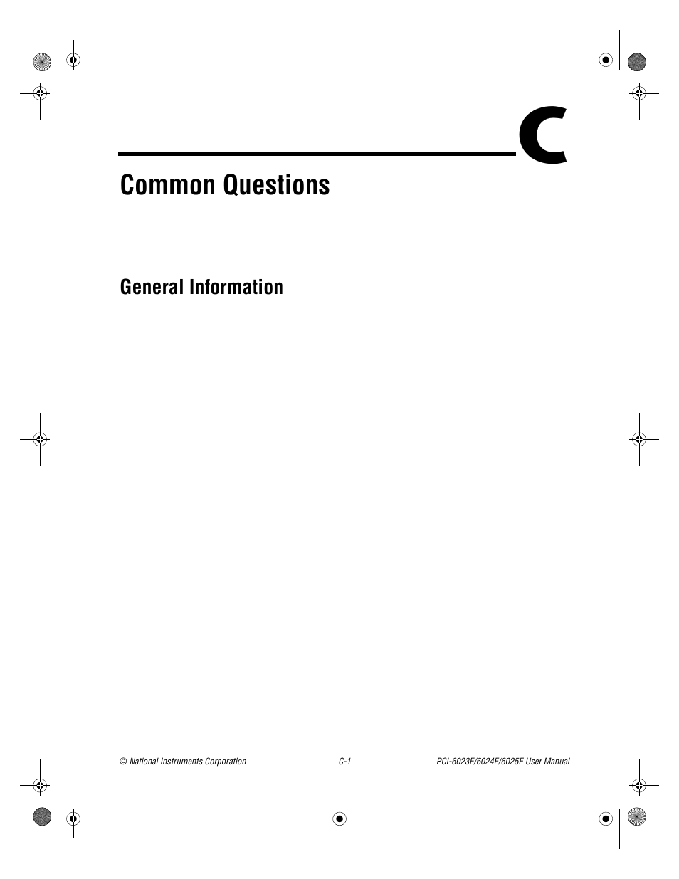 Appendix c common questions, Endix c, Common question | Common questions, General information | National Instruments PCI-6023E User Manual | Page 98 / 132