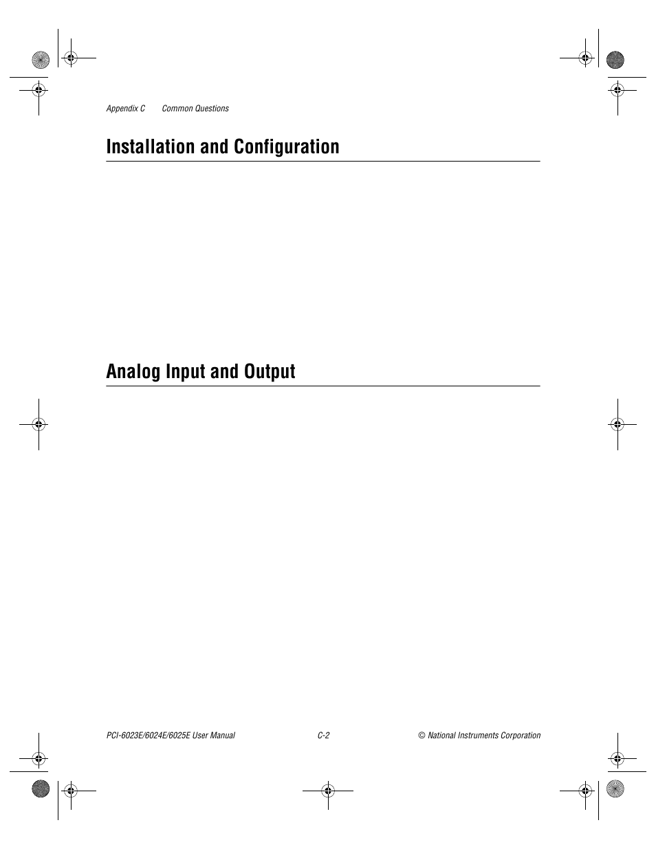 Installation and configuration, Analog input and output | National Instruments PCI-6023E User Manual | Page 99 / 132