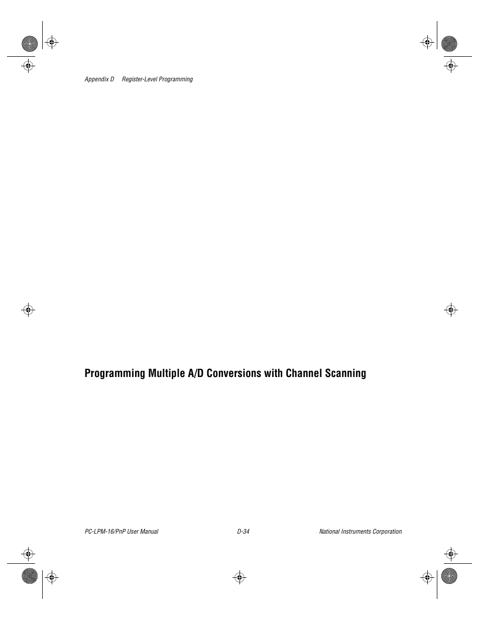 Acquisition operation. see the, Programming multiple, A/d conversions with channel scanning | Section later | National Instruments PC-LPM-16/PnP User Manual | Page 106 / 125