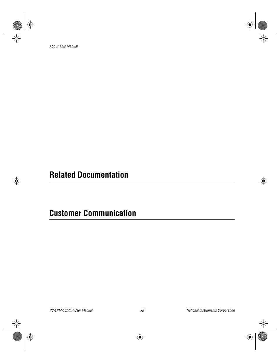 Related documentation, Customer communication | National Instruments PC-LPM-16/PnP User Manual | Page 11 / 125