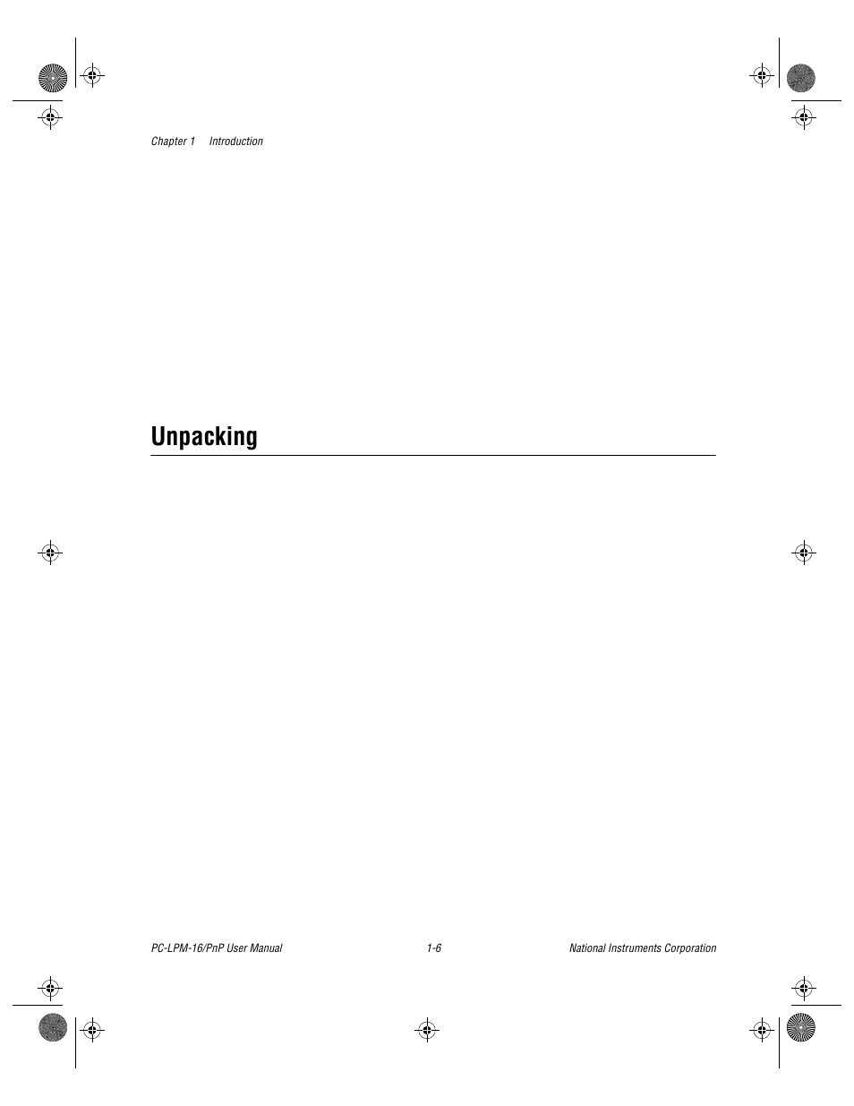 Unpacking, Unpacking -6 | National Instruments PC-LPM-16/PnP User Manual | Page 17 / 125