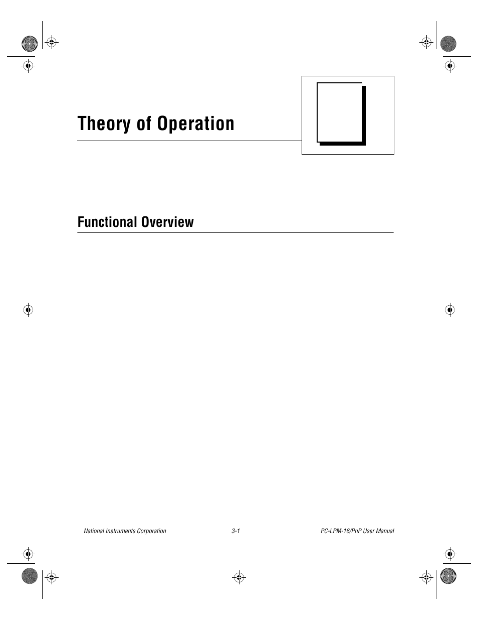 Chapter 3 theory of operation, Functional overview, Functional overview -1 | Theory of operation | National Instruments PC-LPM-16/PnP User Manual | Page 21 / 125