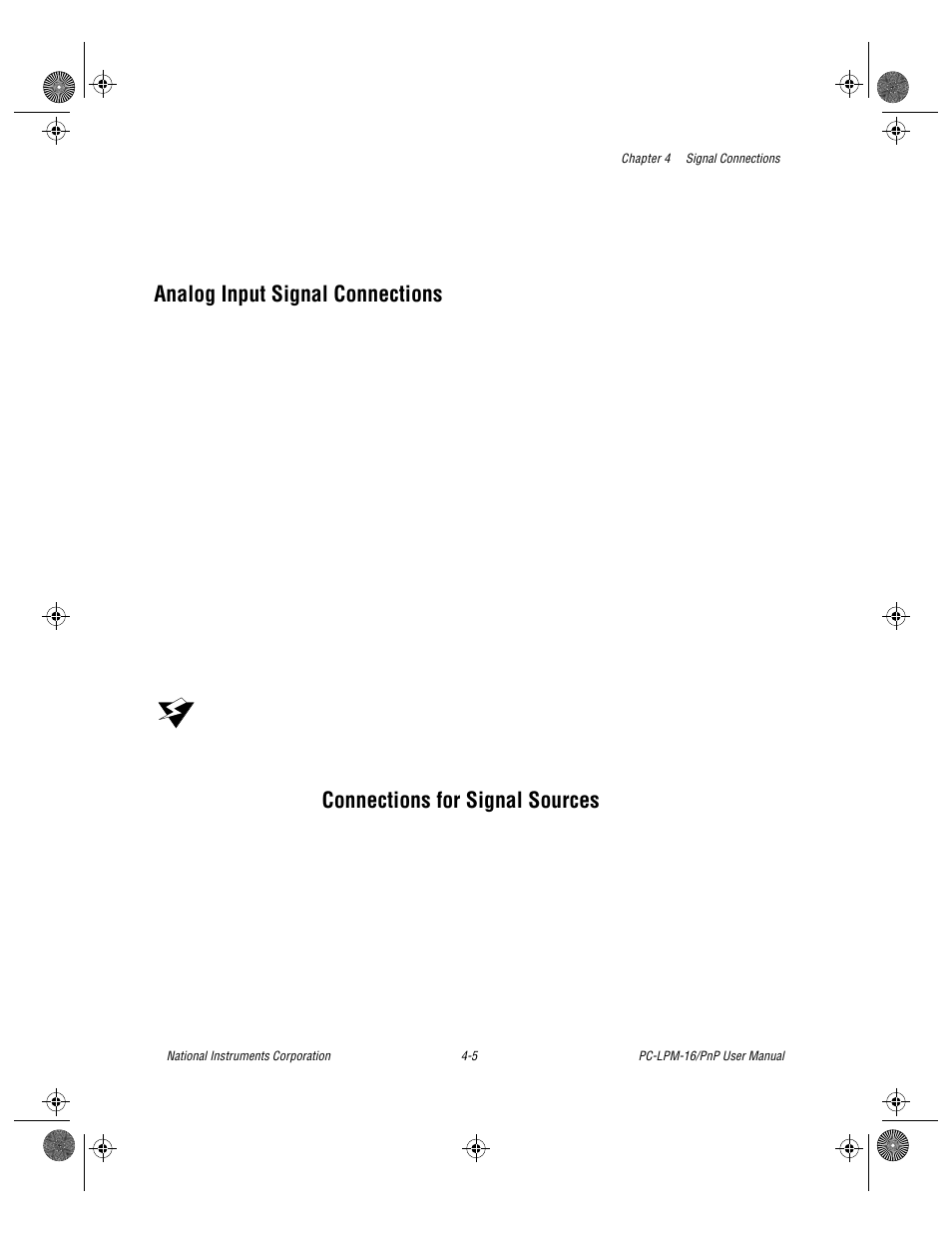 Analog input signal connections, Analog input signal connections -5, Connections for signal sources -5 | Connections for signal sources | National Instruments PC-LPM-16/PnP User Manual | Page 35 / 125