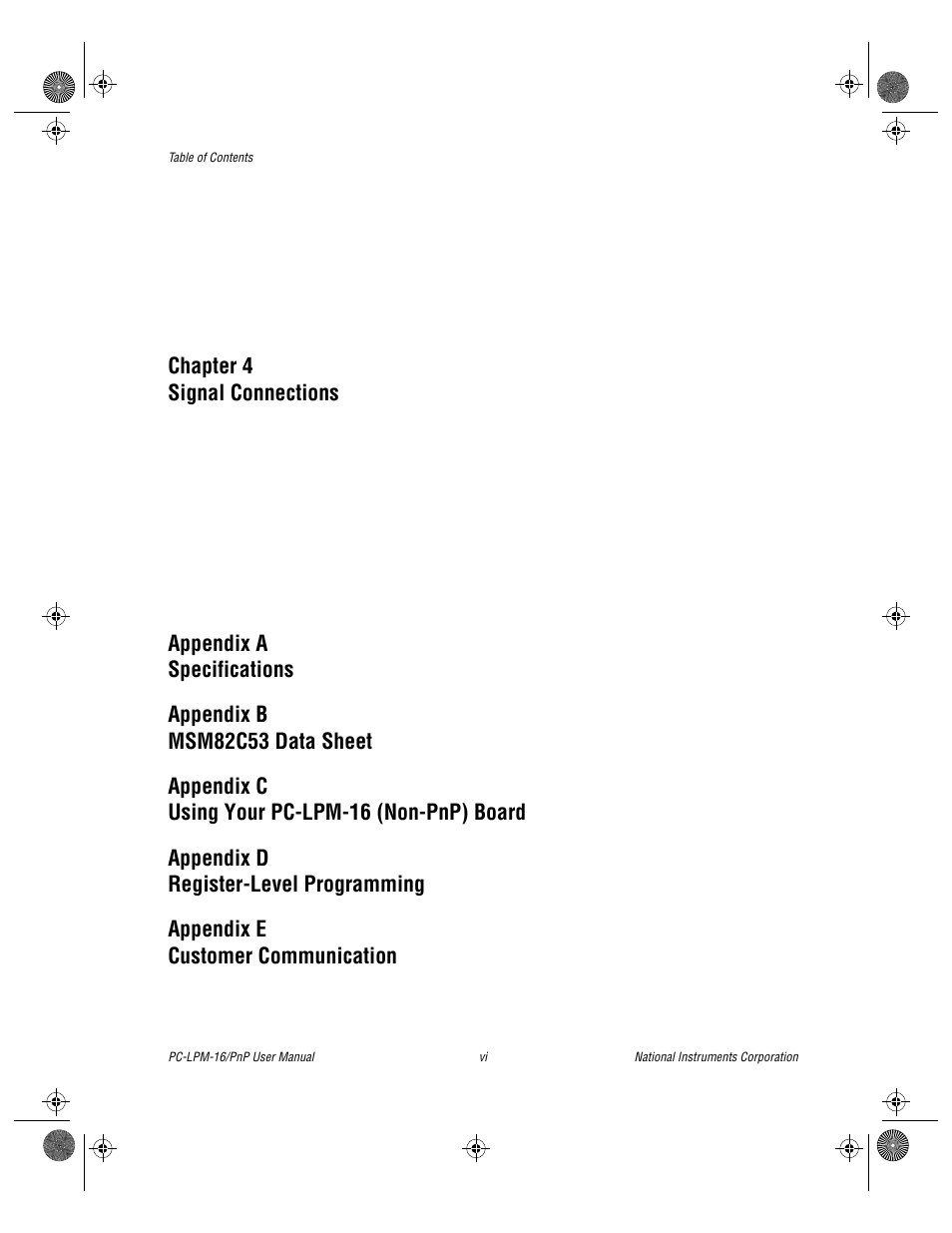 Chapter 4 signal connections | National Instruments PC-LPM-16/PnP User Manual | Page 5 / 125