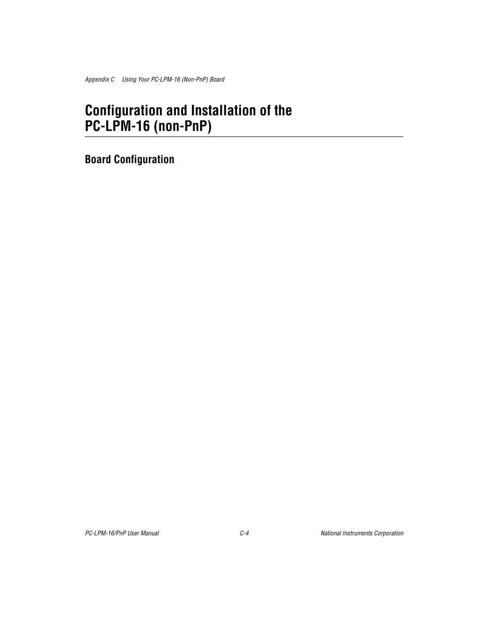 Board configuration | National Instruments PC-LPM-16/PnP User Manual | Page 64 / 125