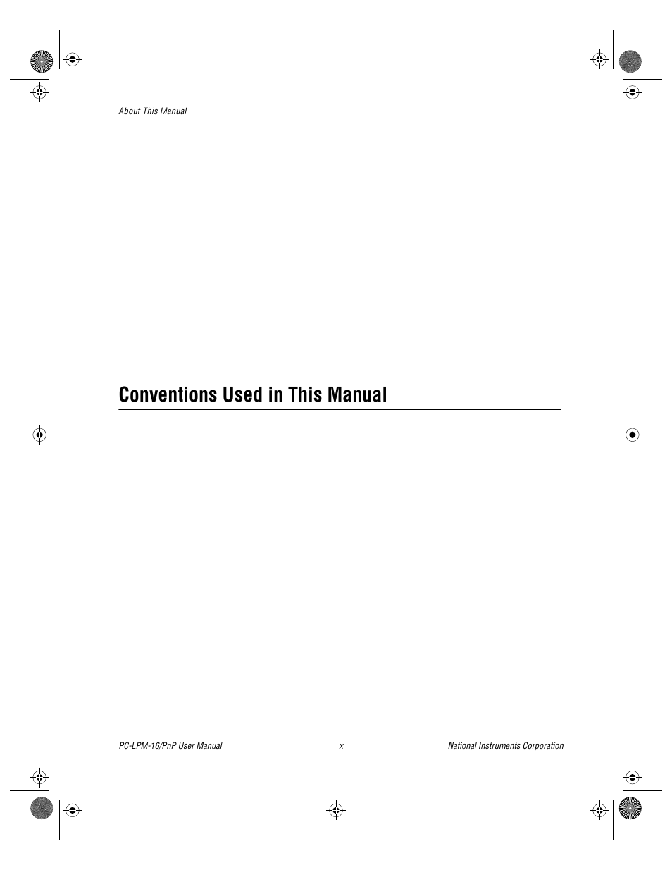 Conventions used in this manual | National Instruments PC-LPM-16/PnP User Manual | Page 9 / 125