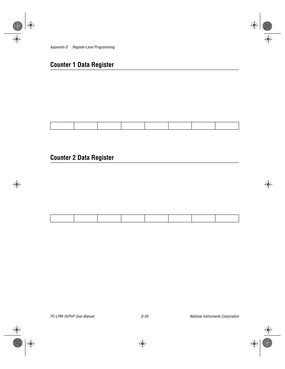 Counter 1 data register, Counter 2 data register | National Instruments PC-LPM-16/PnP User Manual | Page 92 / 125