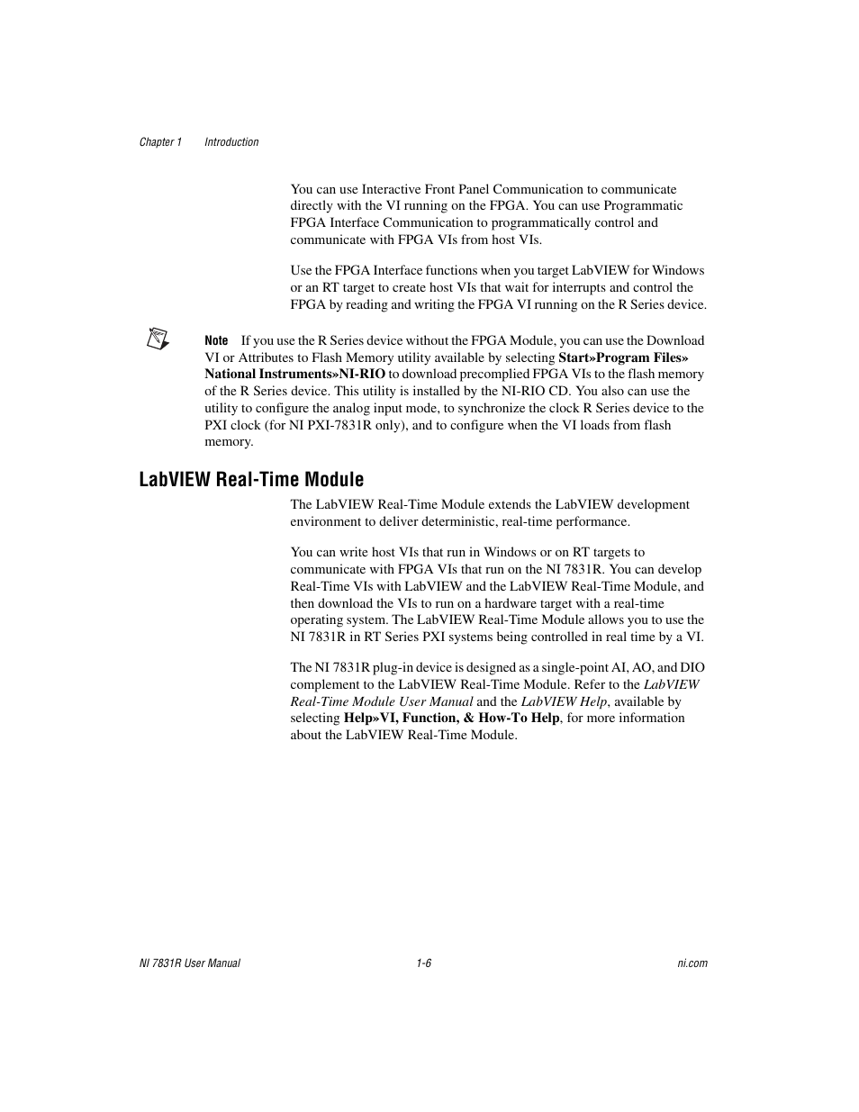 Labview real-time module, Labview real-time module -6 | National Instruments NI 7831R User Manual | Page 15 / 71