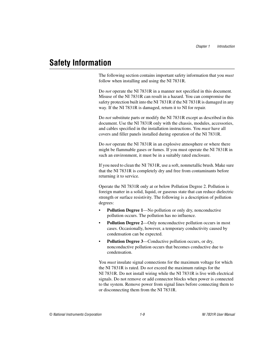 Safety information, Safety information -9 | National Instruments NI 7831R User Manual | Page 18 / 71