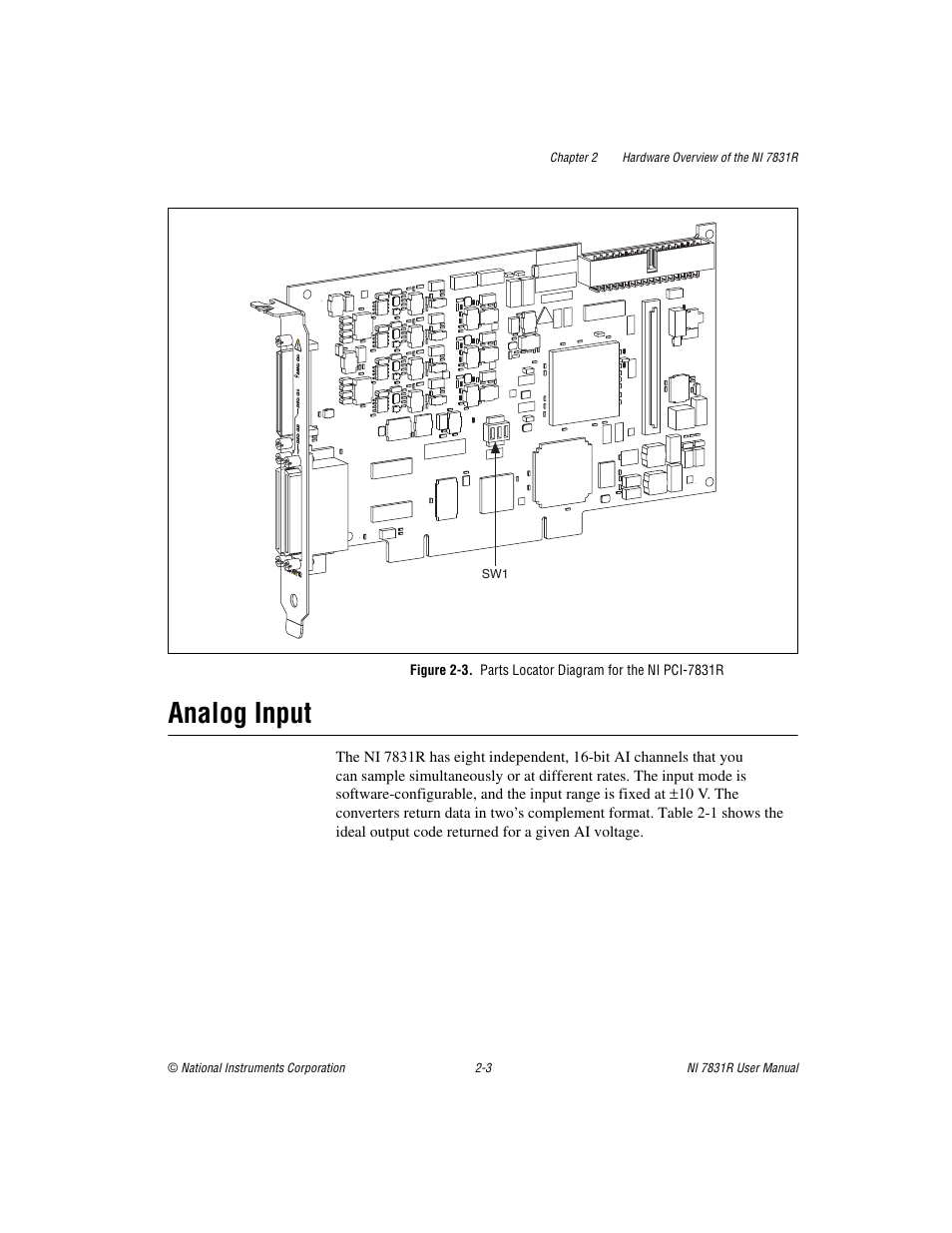 Analog input, Analog input -3 | National Instruments NI 7831R User Manual | Page 22 / 71