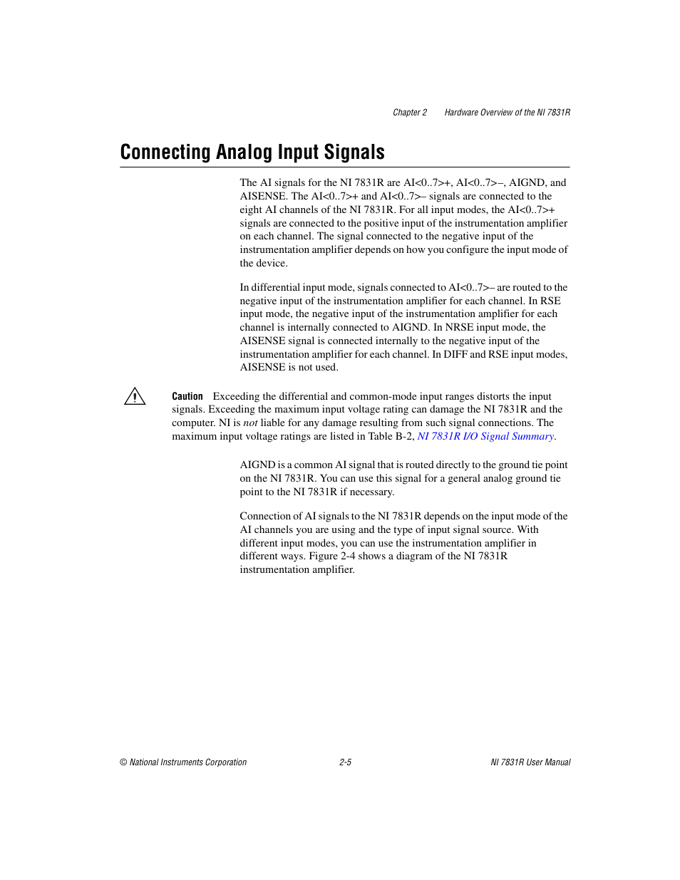 Connecting analog input signals, Connecting analog input signals -5 | National Instruments NI 7831R User Manual | Page 24 / 71