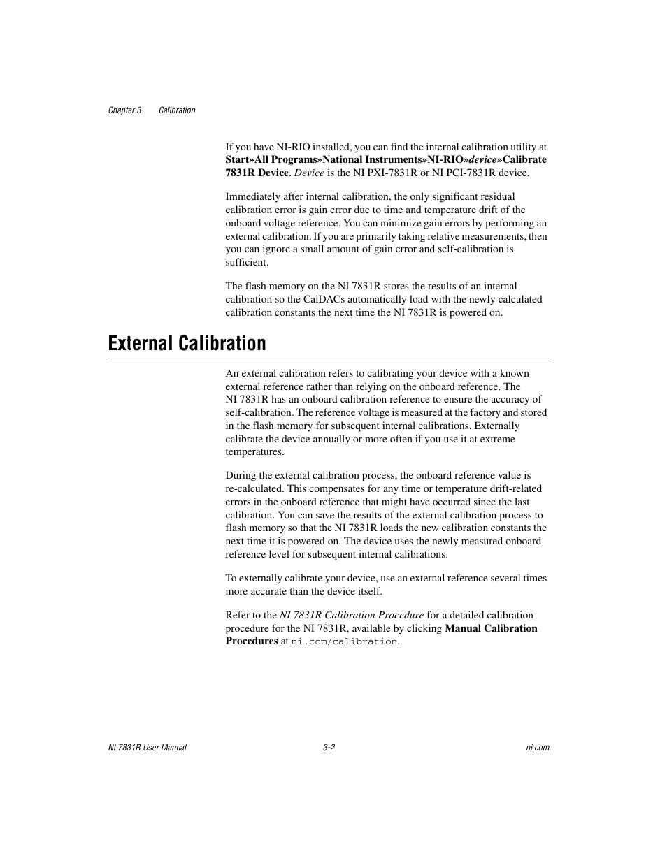 External calibration, External calibration -2 | National Instruments NI 7831R User Manual | Page 44 / 71