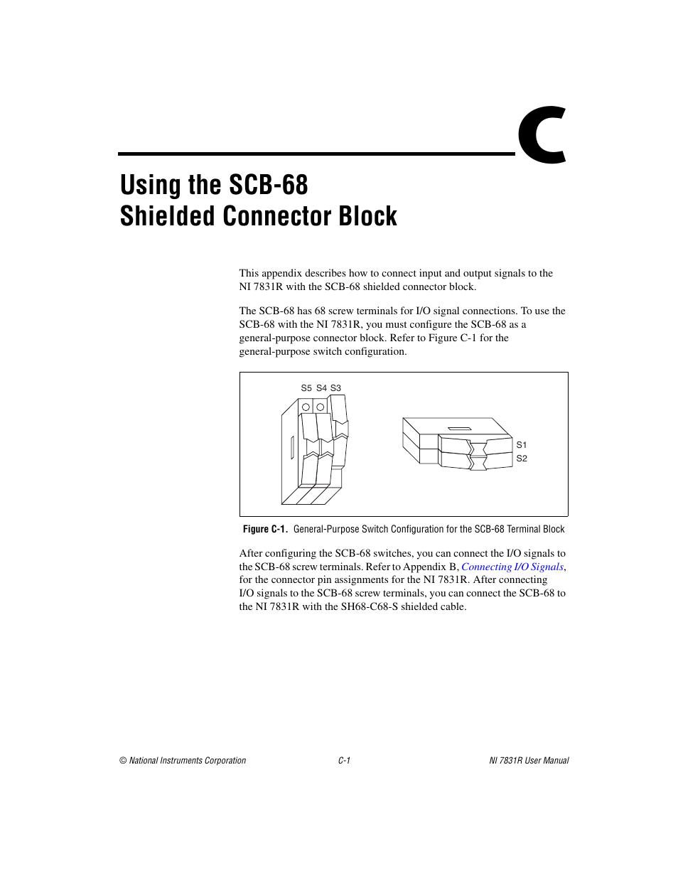 Using the scb-68 shielded connector block | National Instruments NI 7831R User Manual | Page 61 / 71