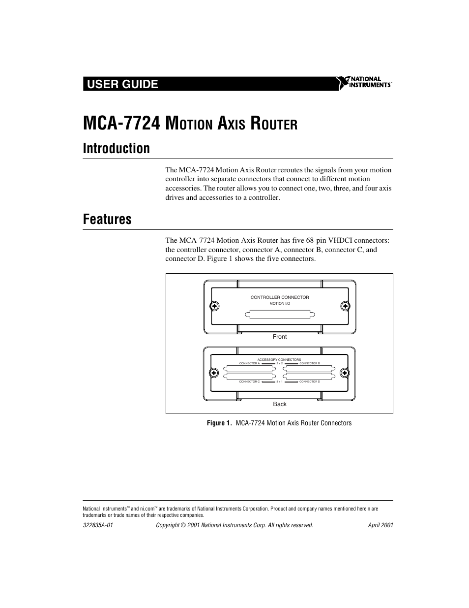 National Instruments Motion Axis Router MCA-7724 User Manual | 9 pages