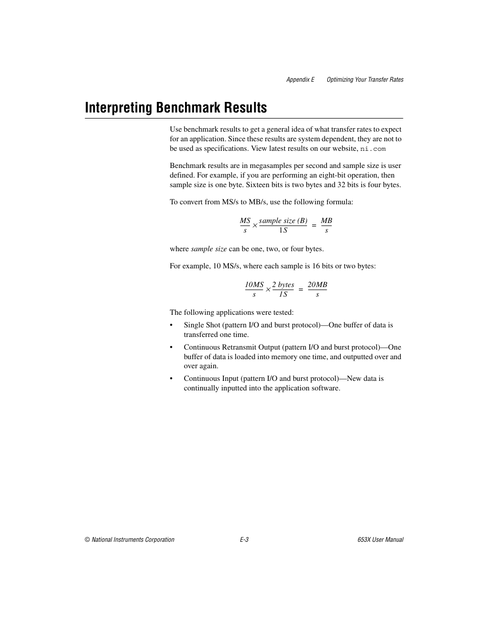 Interpreting benchmark results | National Instruments 653X User Manual | Page 118 / 147