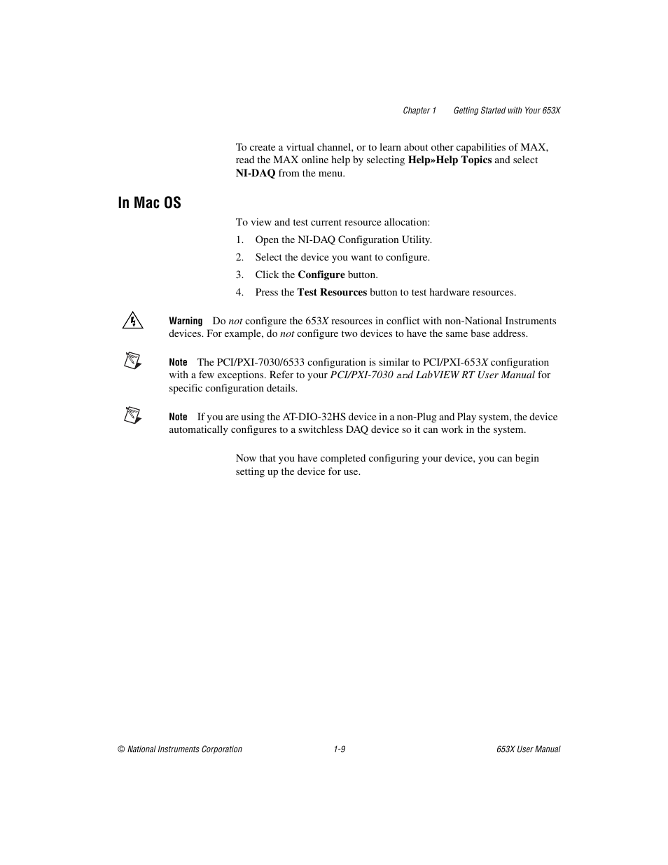 In mac os, In mac os -9 | National Instruments 653X User Manual | Page 18 / 147