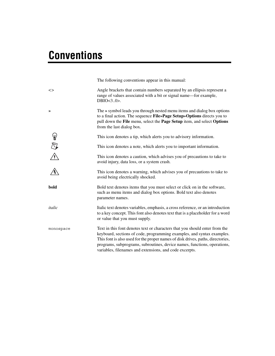 Conventions | National Instruments 653X User Manual | Page 6 / 147