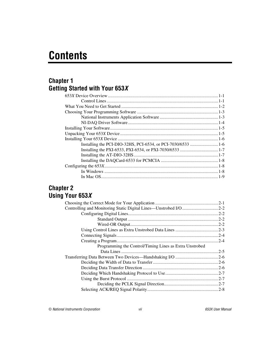 National Instruments 653X User Manual | Page 7 / 147