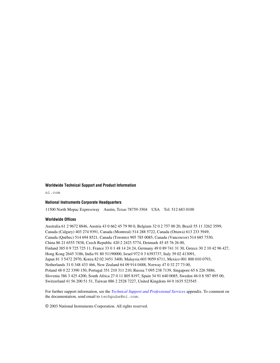 Support, National instruments corporate headquarters, Worldwide offices | National Instruments NI PXI-7831R User Manual | Page 2 / 73