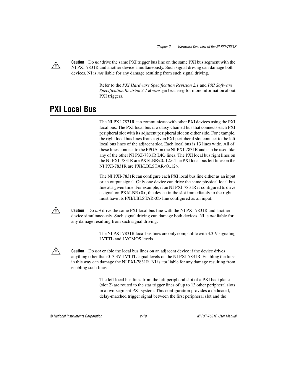 Pxi local bus, Pxi local bus -19 | National Instruments NI PXI-7831R User Manual | Page 40 / 73