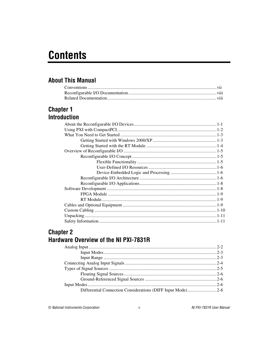 National Instruments NI PXI-7831R User Manual | Page 5 / 73