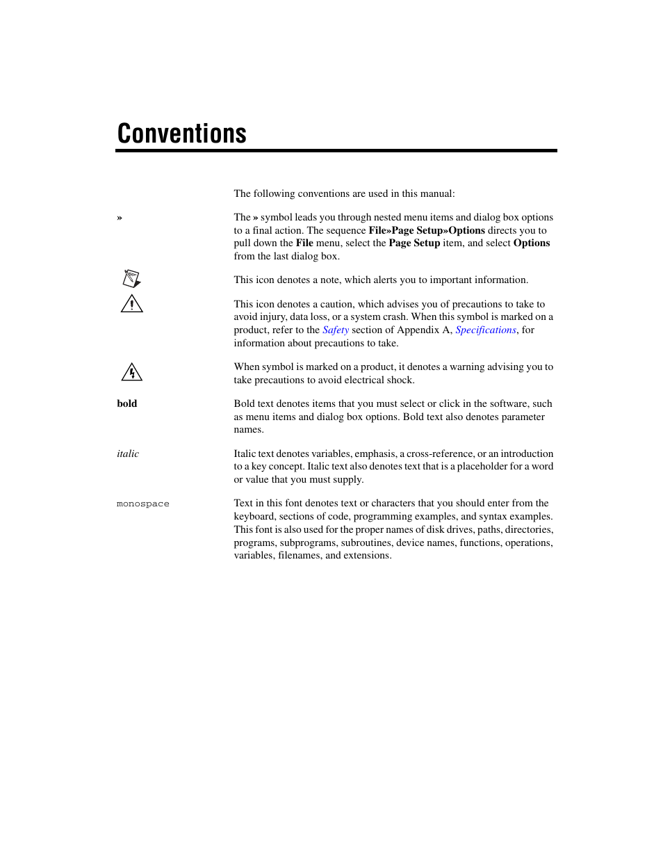 Conventions | National Instruments Touch Panel Computer TPC-2012 User Manual | Page 5 / 49