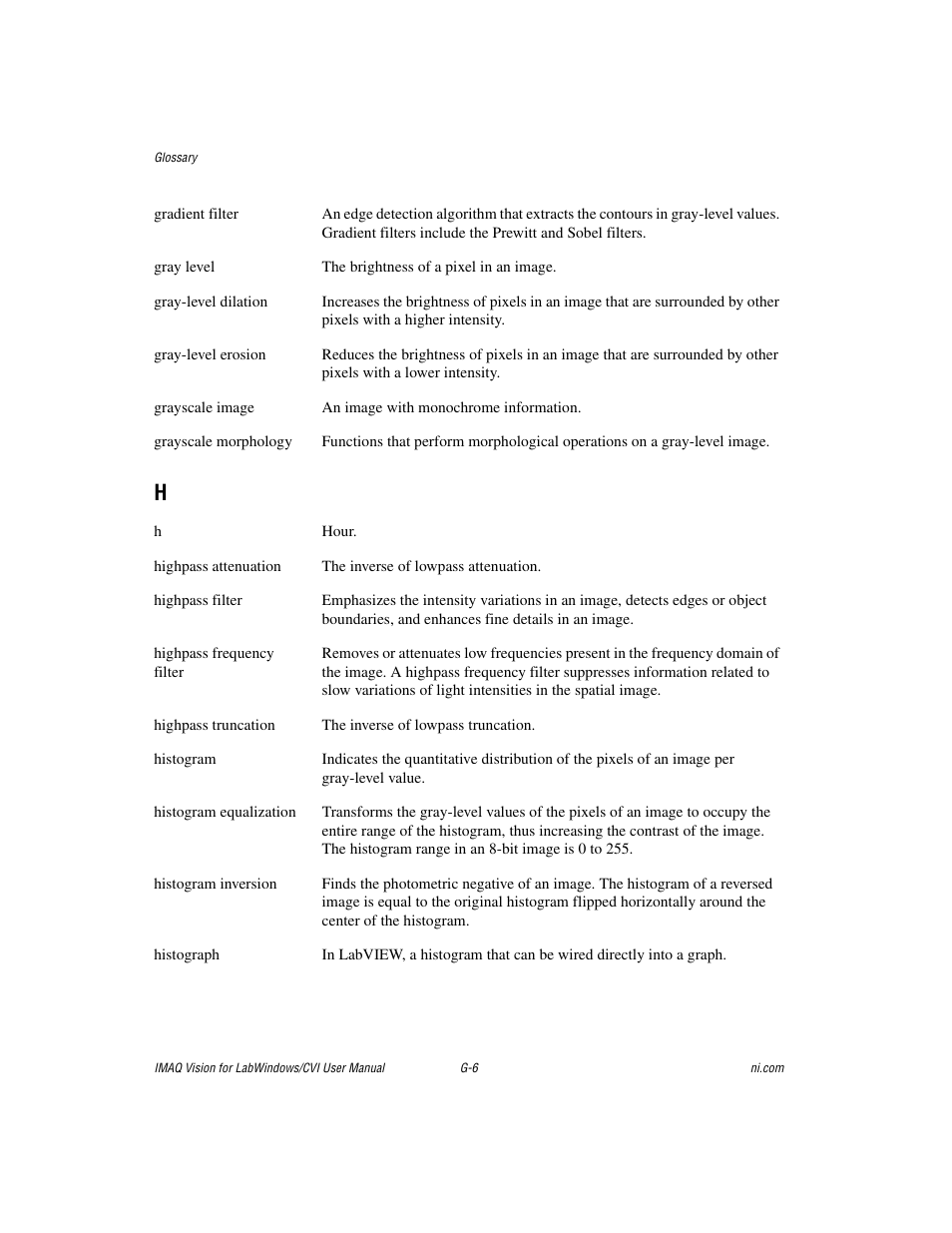Histogram equalization, Gradient filter | National Instruments IMAQ Vision for LabWindows TM /CVI User Manual | Page 102 / 119