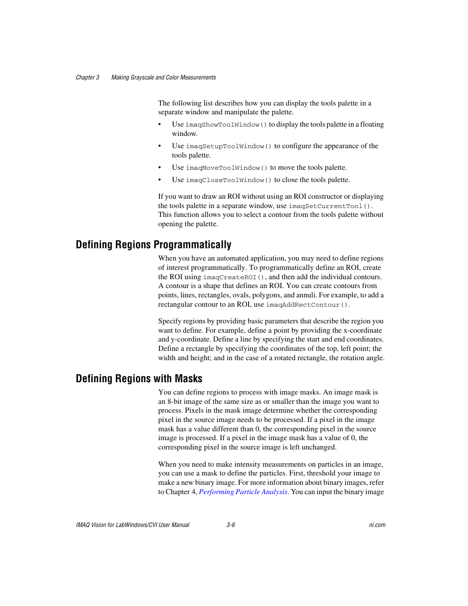 Defining regions programmatically, Defining regions with masks | National Instruments IMAQ Vision for LabWindows TM /CVI User Manual | Page 35 / 119