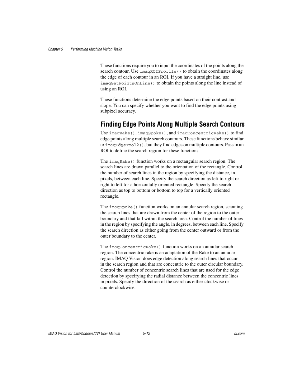 Finding edge points along multiple search contours | National Instruments IMAQ Vision for LabWindows TM /CVI User Manual | Page 64 / 119