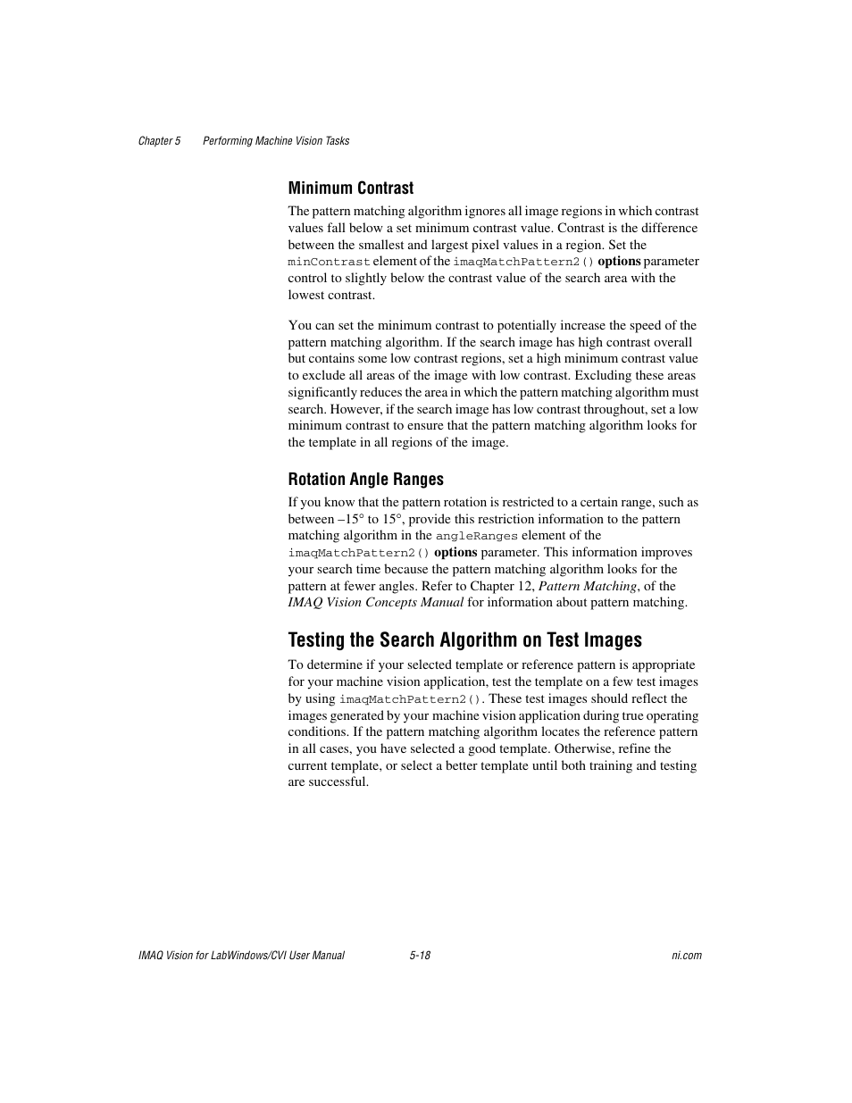 Testing the search algorithm on test images, Testing the search algorithm on test images -18 | National Instruments IMAQ Vision for LabWindows TM /CVI User Manual | Page 70 / 119