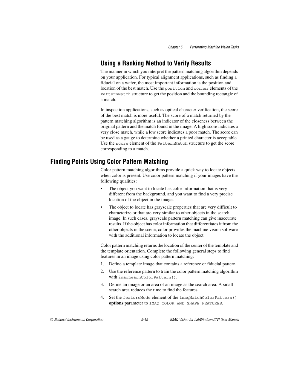 Using a ranking method to verify results, Finding points using color pattern matching, Using a ranking method to verify results -19 | Finding points using color pattern matching -19 | National Instruments IMAQ Vision for LabWindows TM /CVI User Manual | Page 71 / 119