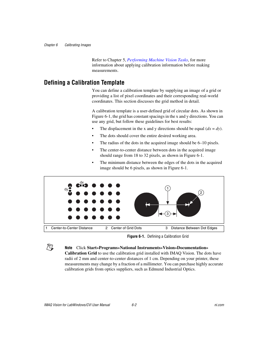 Defining a calibration template, Figure 6-1. defining a calibration grid, Defining a calibration template -2 | National Instruments IMAQ Vision for LabWindows TM /CVI User Manual | Page 87 / 119