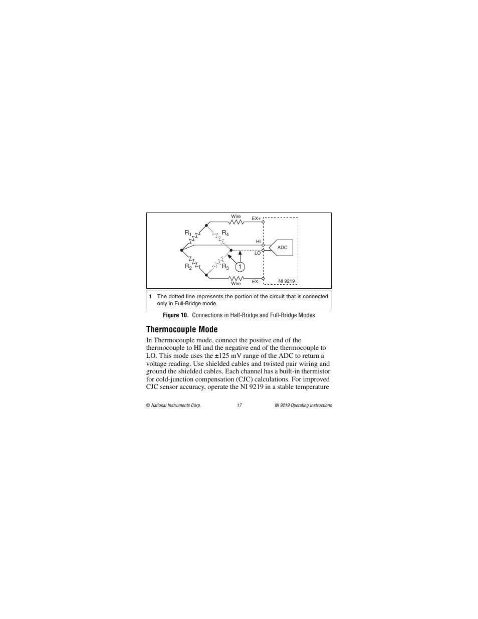 Thermocouple mode, Gure 10 for an il | National Instruments NI 9219 User Manual | Page 17 / 36