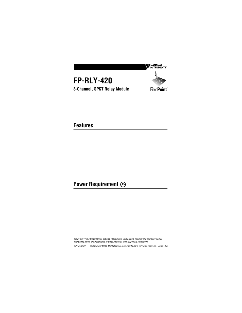 National Instruments FP-RLY-420 User Manual | 12 pages