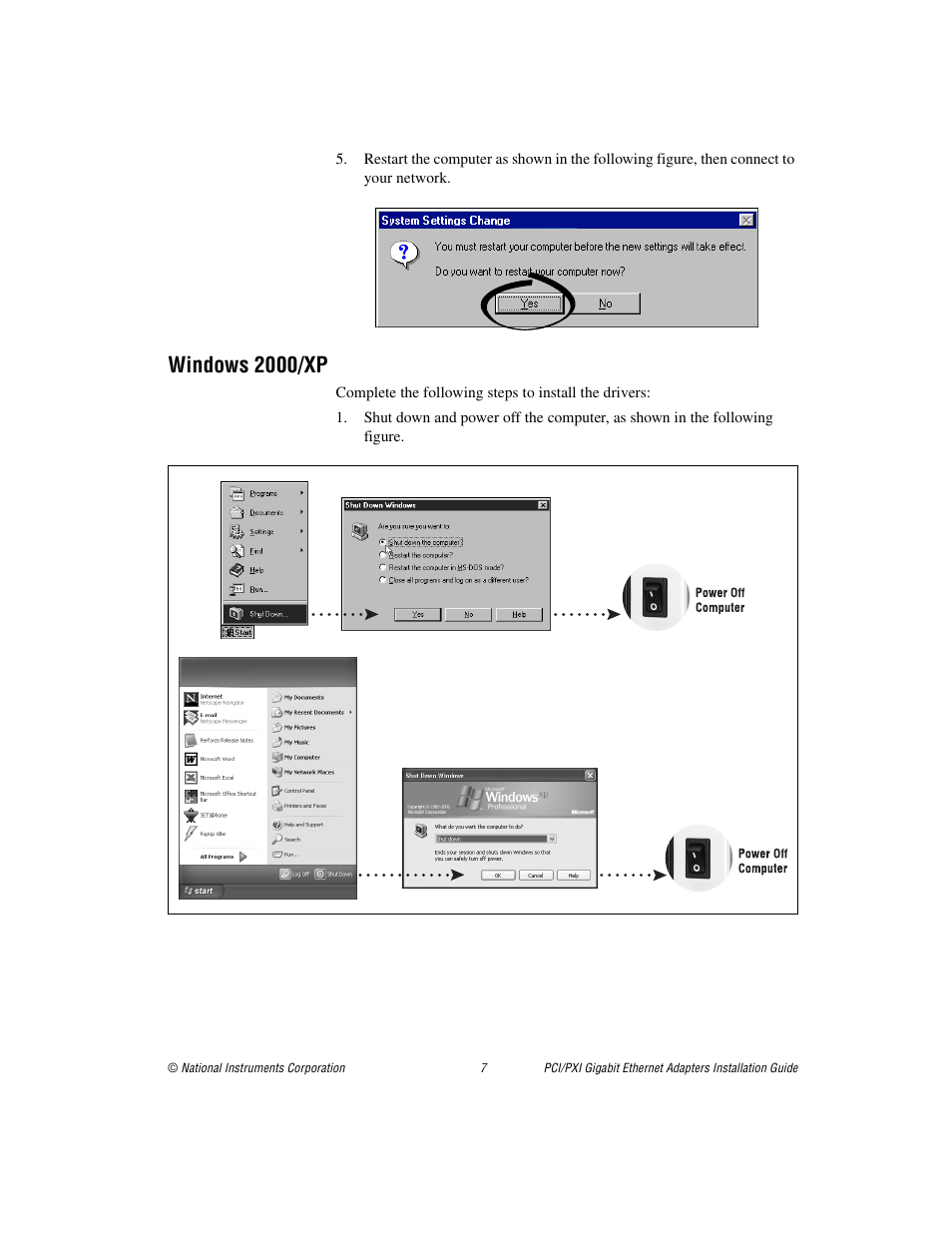 Windows 2000/xp | National Instruments Gigabit Ethernet Adapters User Manual | Page 7 / 17