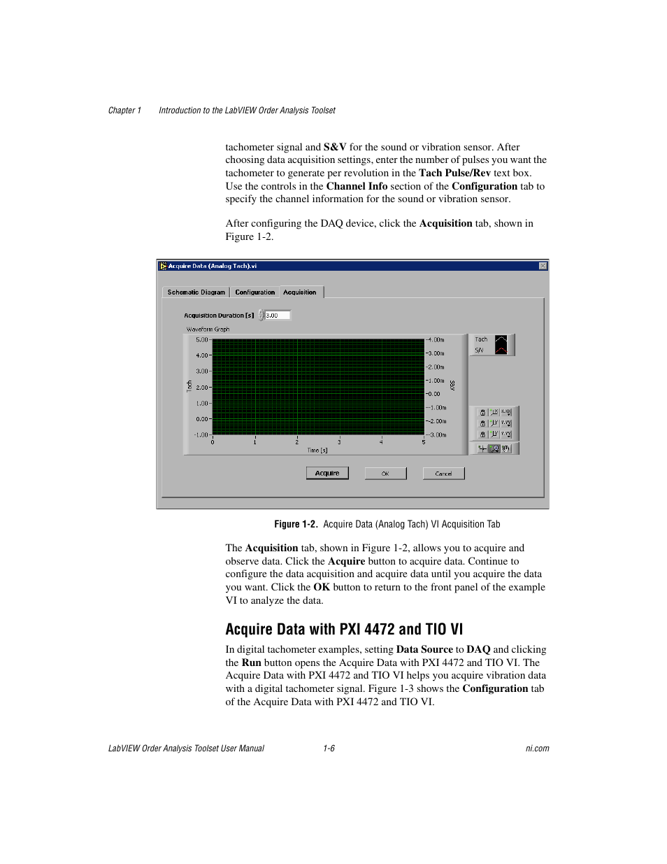 Acquire data with pxi 4472 and tio vi, Acquire data with pxi 4472 and tio vi -6, Acquire data with pxi 4472 | And tio vi | National Instruments Order Analysis Toolset User Manual | Page 13 / 63