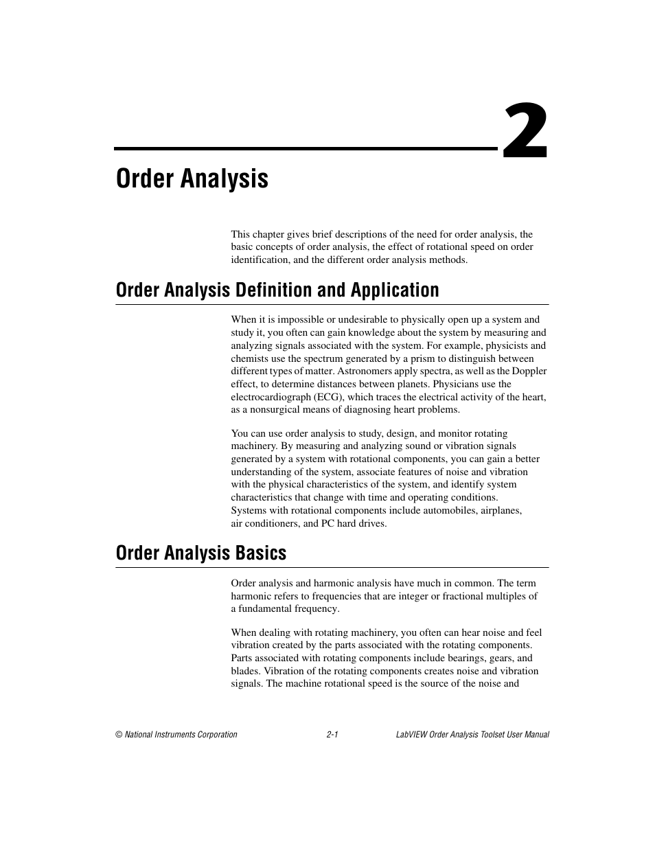 Chapter 2 order analysis, Order analysis definition and application, Order analysis basics | Order analysis | National Instruments Order Analysis Toolset User Manual | Page 16 / 63