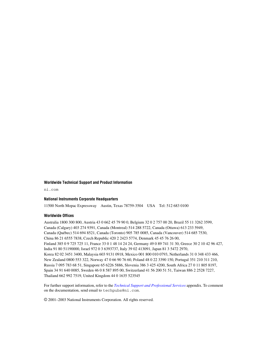 Support, National instruments corporate headquarters, Worldwide offices | National Instruments Order Analysis Toolset User Manual | Page 2 / 63