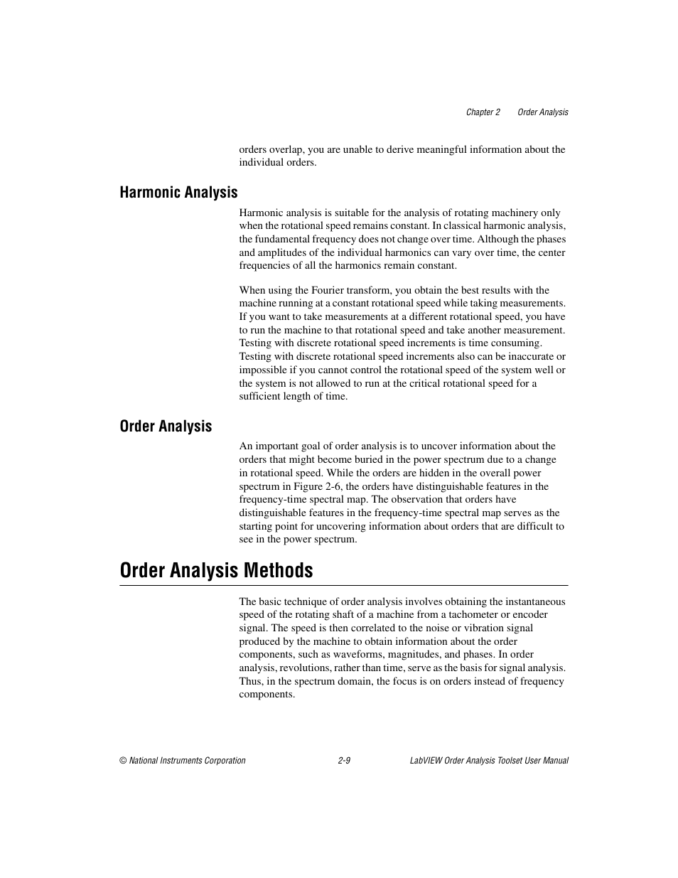 Harmonic analysis, Order analysis, Order analysis methods | Harmonic analysis -9 order analysis -9, Order analysis methods -9 | National Instruments Order Analysis Toolset User Manual | Page 24 / 63