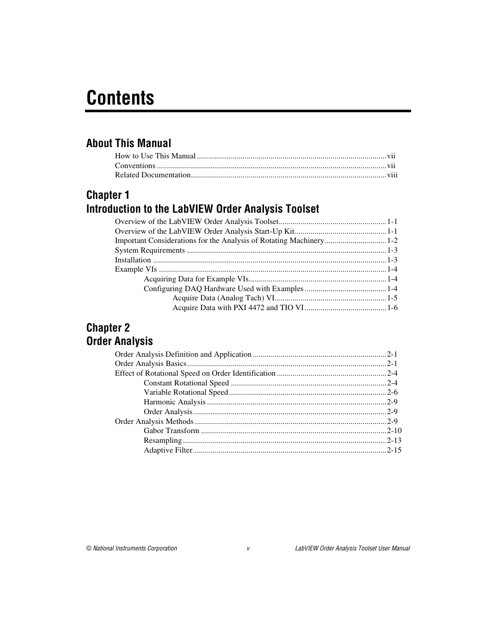 National Instruments Order Analysis Toolset User Manual | Page 4 / 63