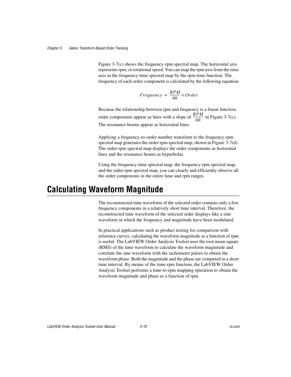 Calculating waveform magnitude, Calculating waveform magnitude -10 | National Instruments Order Analysis Toolset User Manual | Page 40 / 63