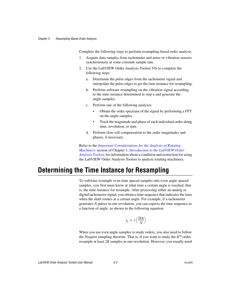 Determining the time instance for resampling, Determining the time instance for resampling -2 | National Instruments Order Analysis Toolset User Manual | Page 42 / 63