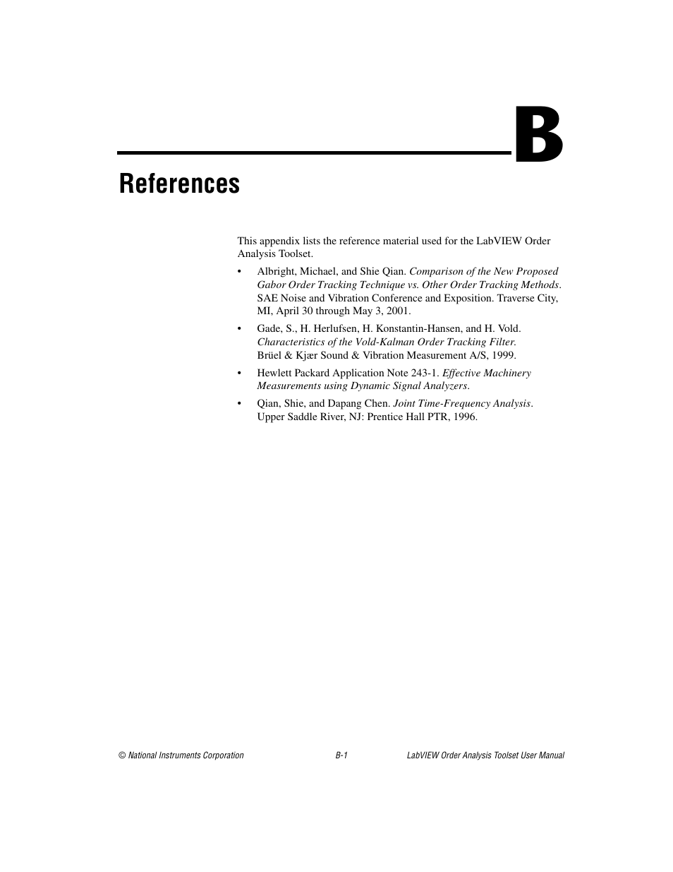 Appendix b references, References | National Instruments Order Analysis Toolset User Manual | Page 57 / 63